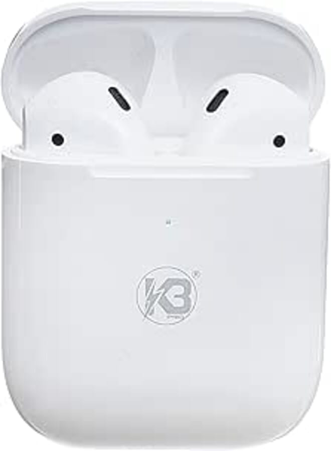 K3-GK-TWS03 Wireless Earbuds, Bluetooth 5.1 Headphones with 300mAh Charging Case, Touch Control, Dual Audio Sharing, In-Ear Detection, 13mm Drivers, Support Wired/Wireless Charging - White